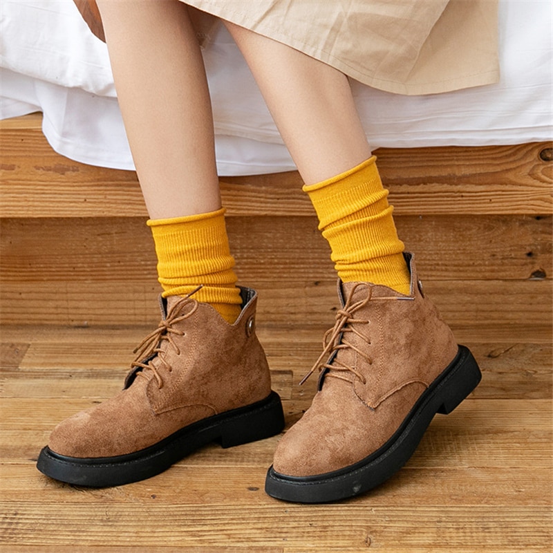 CHAOZHU Solid Colors Women Lady Daily Loose Socks Socky-Wockies Japanese Girls Long Crew Rib Cotton Causal Sock
