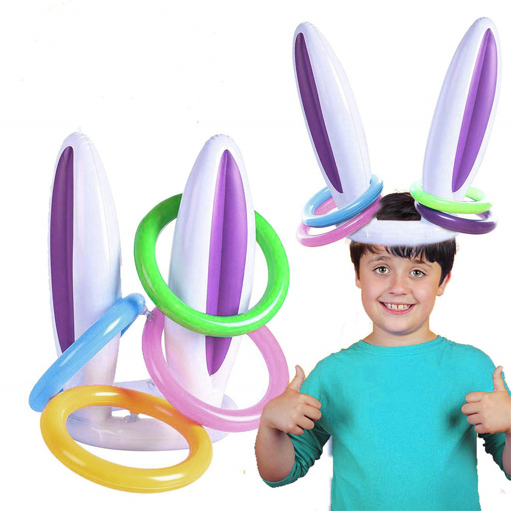 best selling products 2 Set Inflatable Easter Bunny Rabbit Ears Hat & Ring Toss Easter Kids Game Toy support