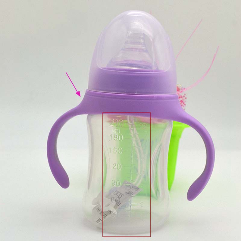 210ml Cute Baby Bottle Infant Newborn Children Learn Feeding Drinking Handle Bottle Kids Straw Juice Water Bottles Training Cup