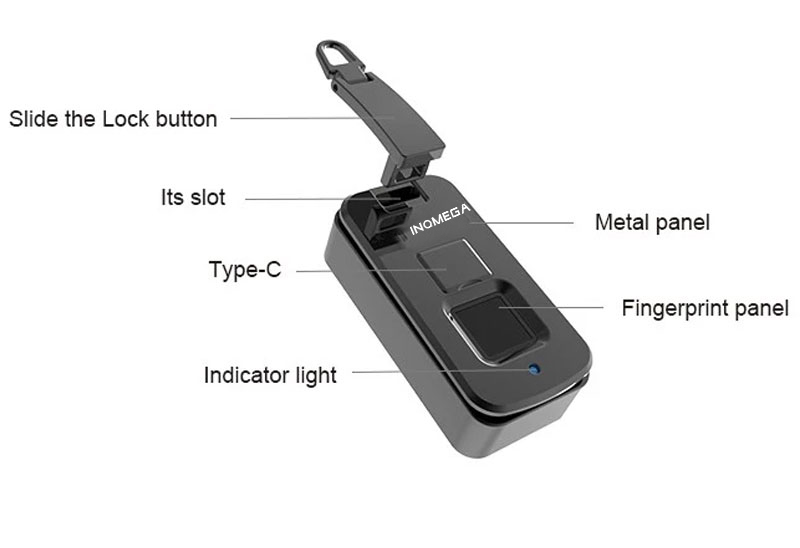 Anti-theft Fingerprint lock High-Tech Smart Bag Lock Access Control Lock Embedded lock for handbag wallet backpack Safety