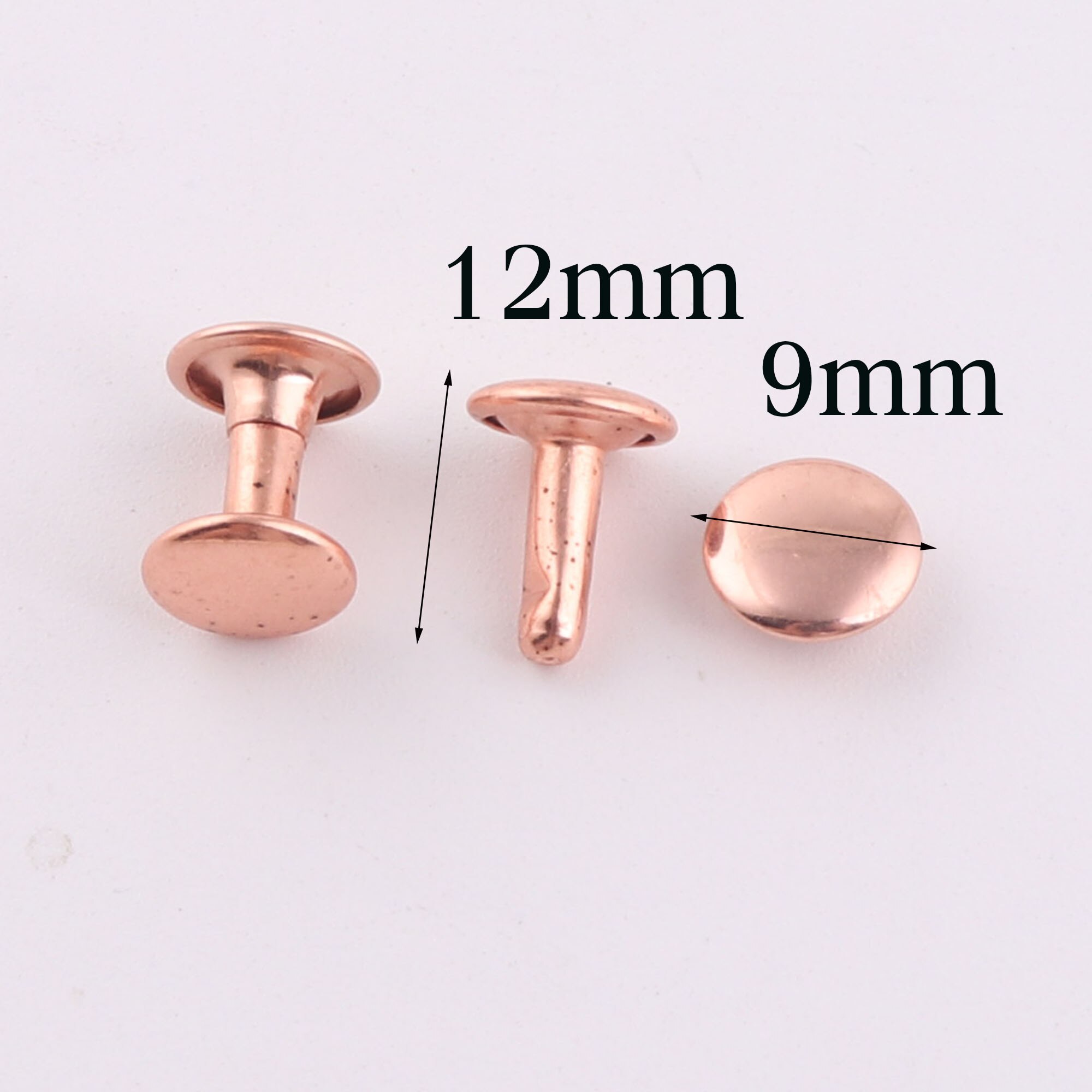 100 Sets Doppel Cap Nieten, Rose Gold Runde Nieten... – Vicedeal