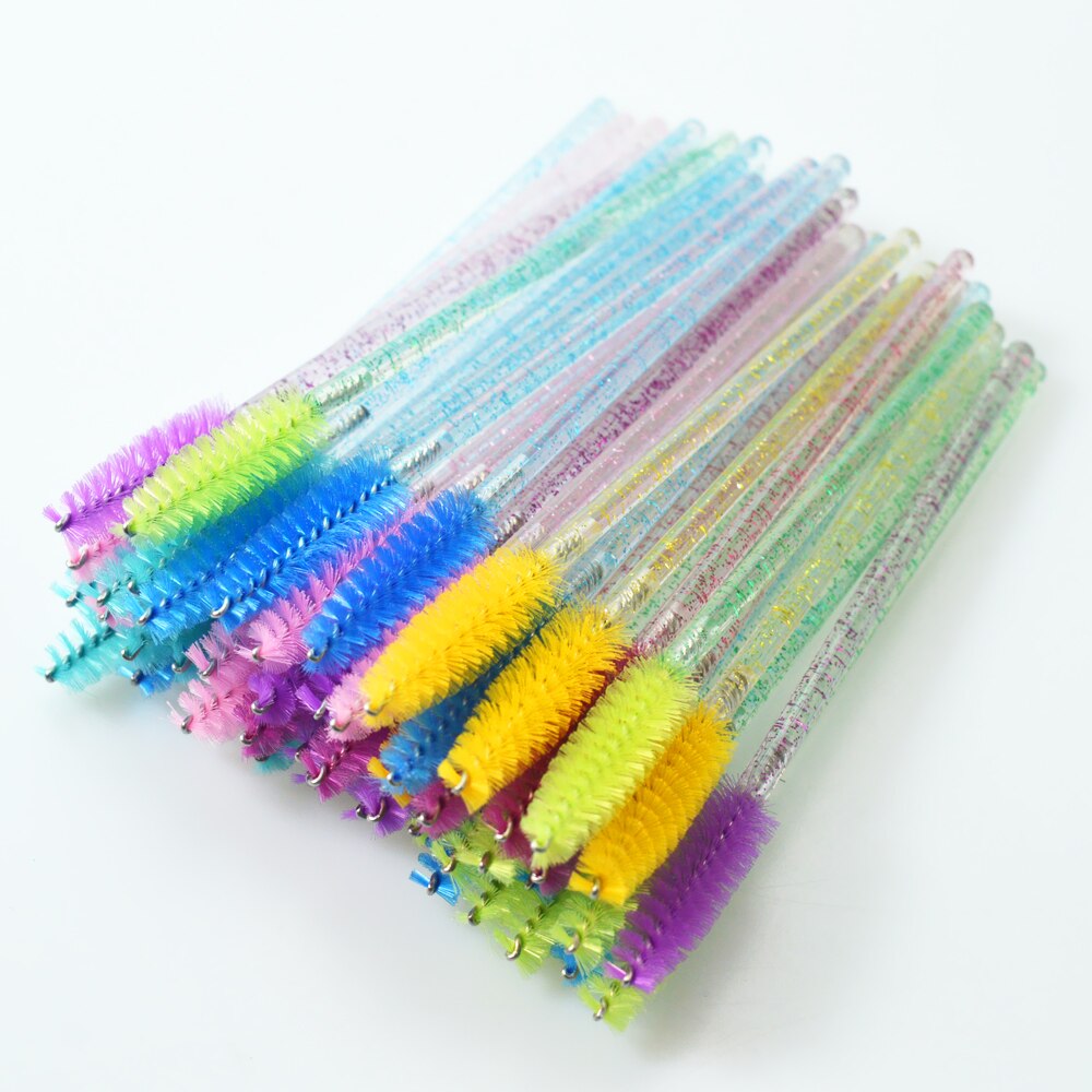 QSTY-brocha de maquillaje para pestañas, 50 Uds., aplicador de rímel desechable individual, peine, varita, herramientas de pinceles de maquillaje para pestañas, 6 colores