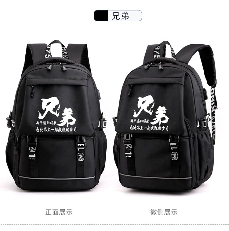 men's high-capacity backpack with luminous pattern student bag charging backpack