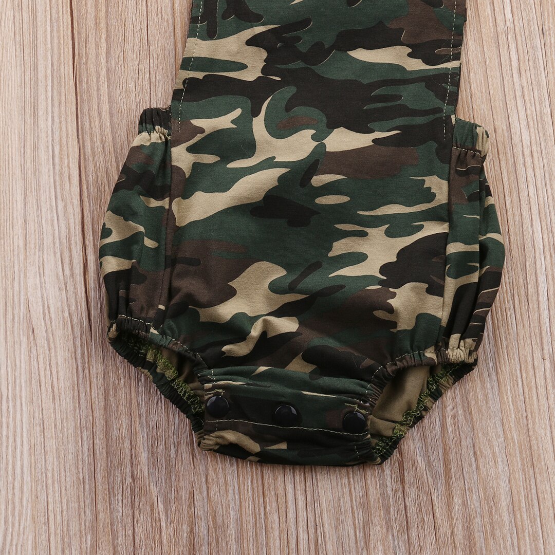 Pudcoco sommer unisex baby pige dreng camo bodysuit ærmeløs jumpsuit rygløst tøj outfits søde camouflage tøj ss