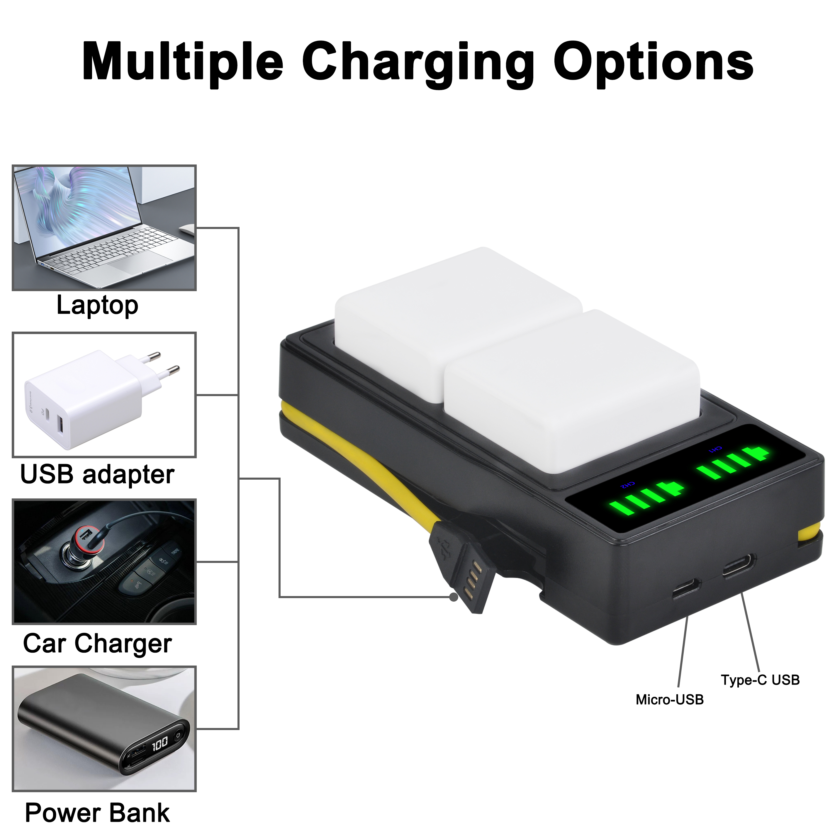 Battery Charger Charging Station for for Arlo Pro 3/Pro 4/Ultra/Ultra 2/ Plus/ 4K UHD Spotlight Cameras