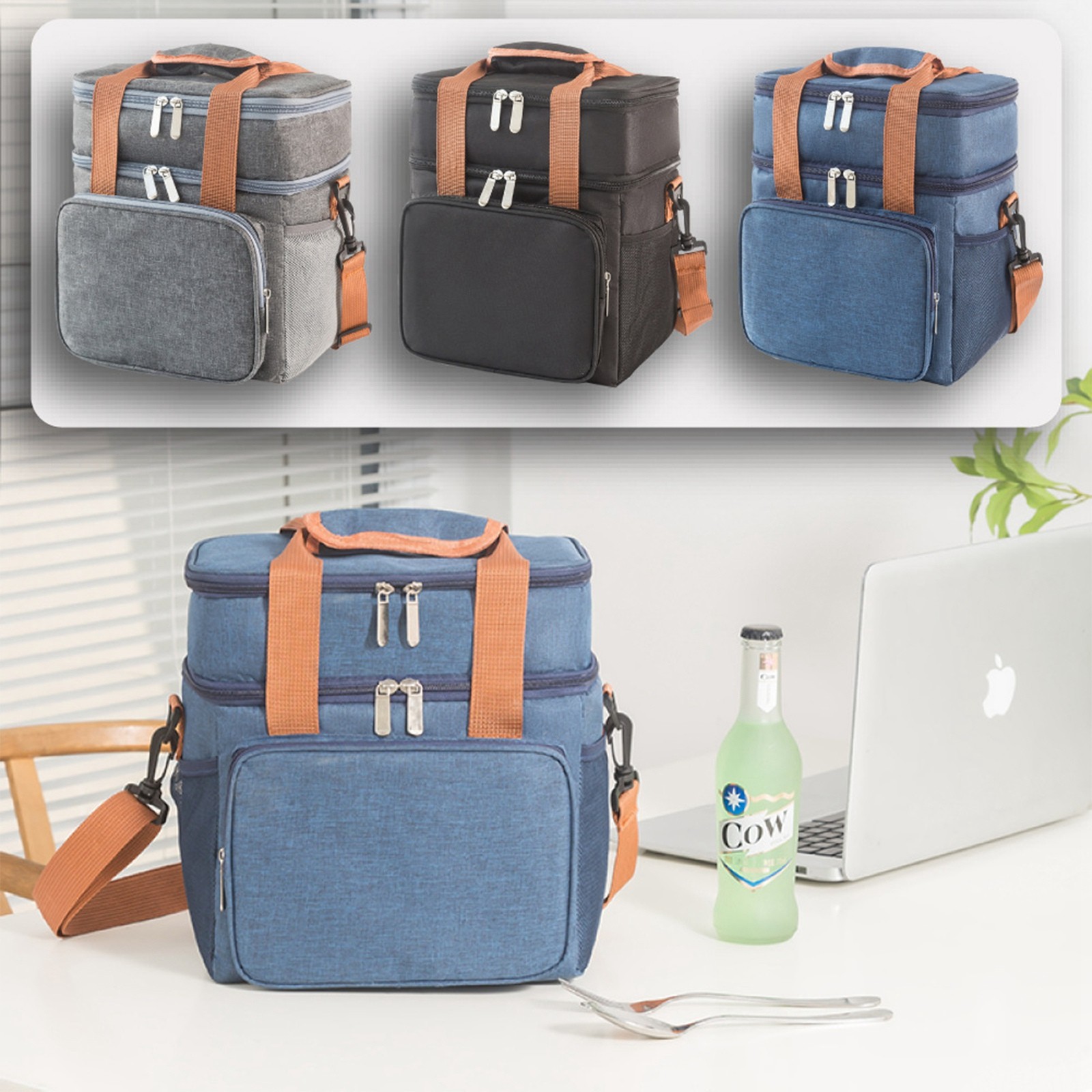 Portable Thermal Lunch Bag Picnic Food Cooler Bags Insulated Case Durable Waterproof Office Lunchbag Shoulder Strap Cooling Box