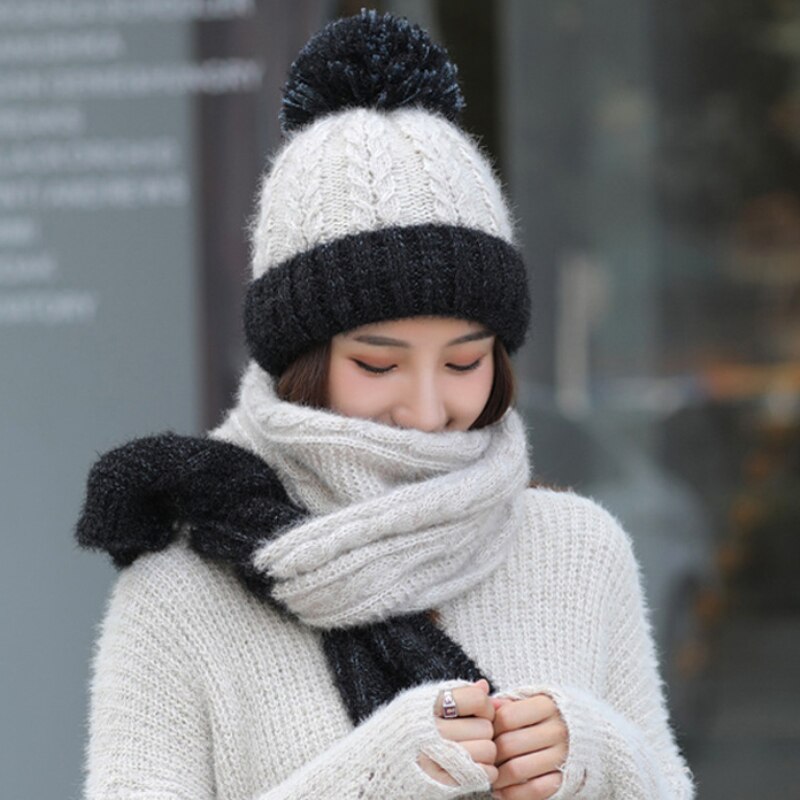 Ht2687 dames winter muts sjaal set dikke warme dames winter accessoires dames gebreide muts en sjaal dames mutsen dames winter set