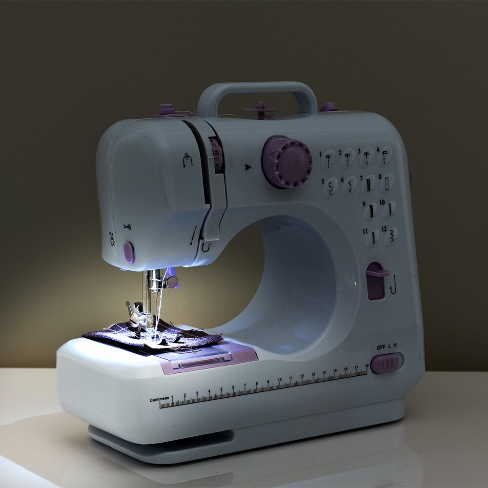 Mini 505A12 Stitches Sewing Machine Household Multifunction Double Thread And Speed Free-Arm Crafting Mending Machine LED