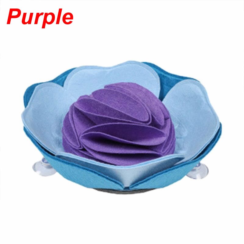 Bourgeon en forme d'animal de compagnie tapis de dressage pour chien distributeur de nourriture lente avec ventouse Puzzle jouet IQ formation couverture tapis d'alimentation bol: Purple