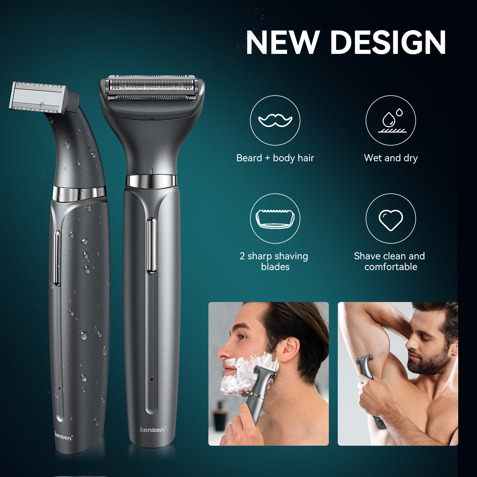 KENSEN S1 Elektrische tondeuse Body Scheerapparaat voor mannen 2-in-1 Professioneel scheerapparaat Scheerapparaat Neushaar Baardtrimmer Scheren Scheermes MEG-578