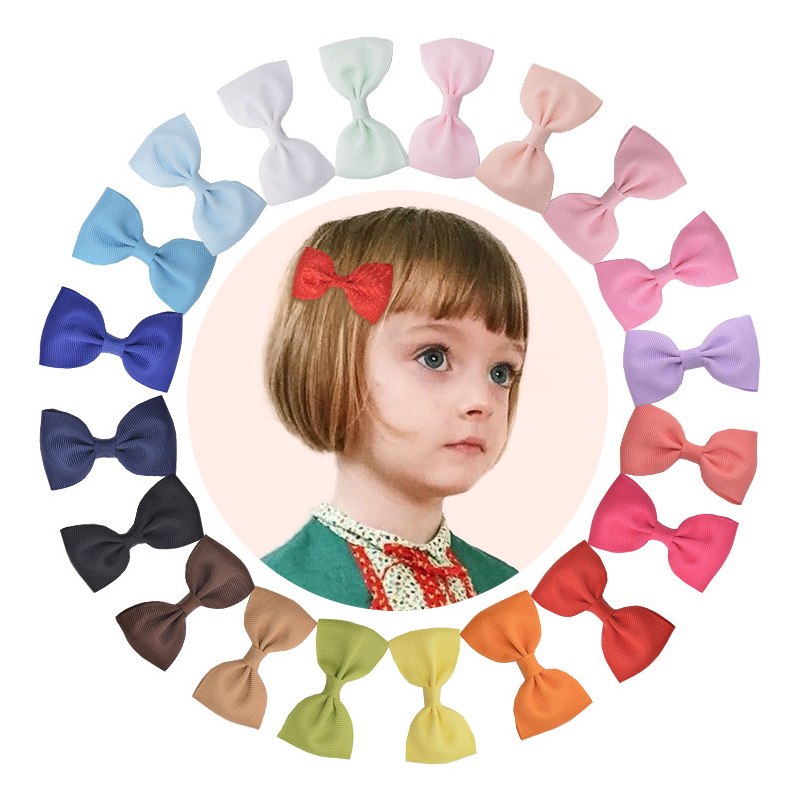 Neue Mädchen Haar Clip Baby Bunte Zubehör Reine Feste Haarnadeln Sets Bowknot Headwear Top Handmade Für Kinder Kinder