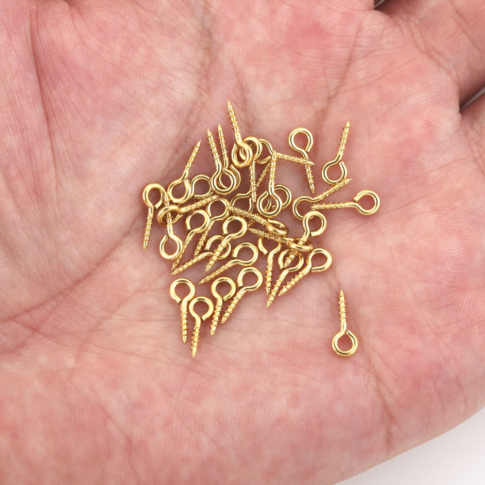 50 stuks kleine kleine mini schroef oogpinnen voor sieraden maken parel kralen oogjes sluitingen bevindingen DIY roestvrijstalen oogpinnen met schroefdraad