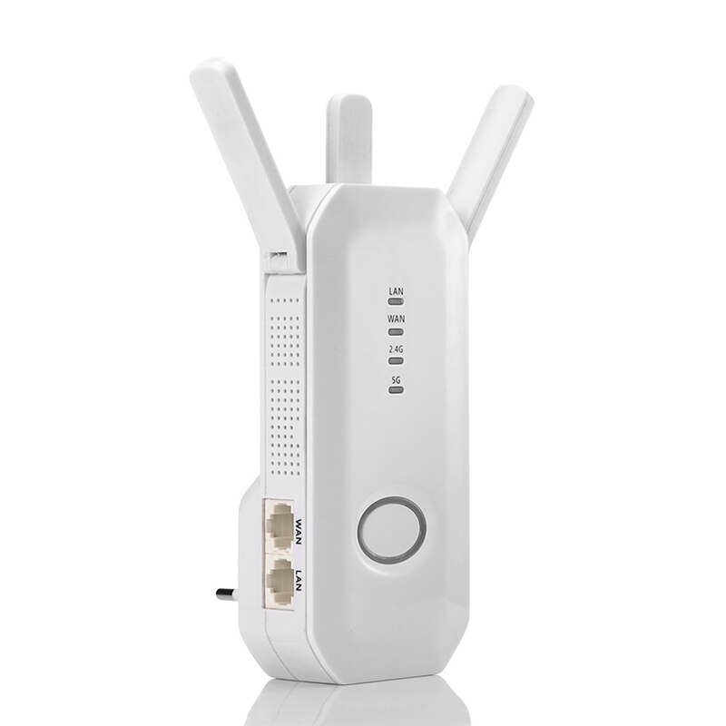 Dual-Band Router 2.4G/5.8G Dual-Band Repeater Wireless Router Wi-Fi Booster/Hotspot with 3 External Antennas EU Plug