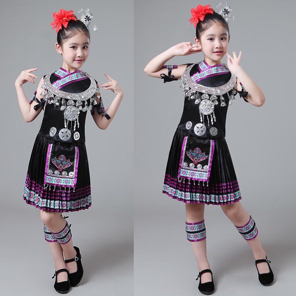 Vêtements d'été pour enfants Hmong, costumes de scène pour fille, bal danse, vêtements pour enfants Miao