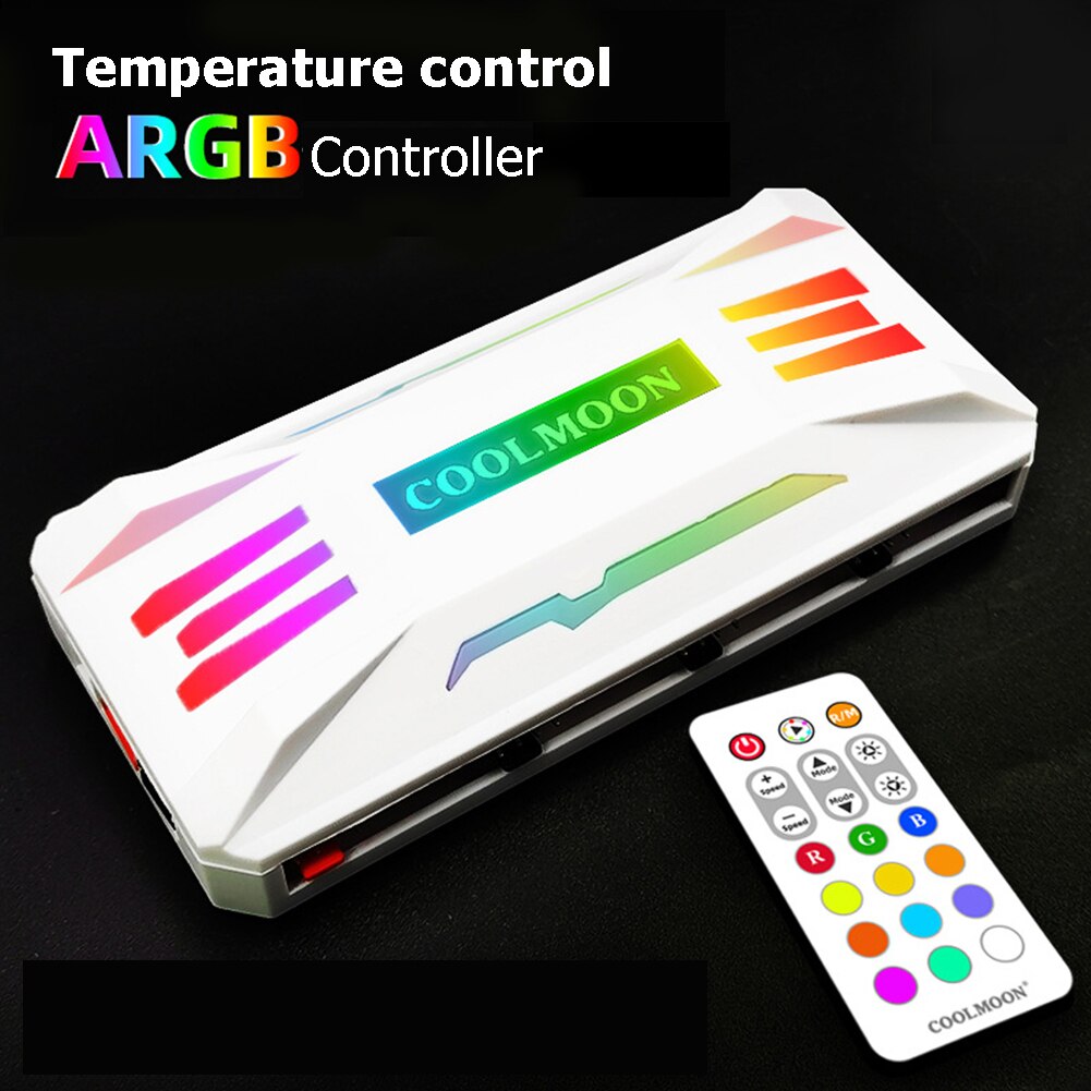 Coolmoon rgb pc kølesystem controller 4 pin pwm 5v 3 pin argb kølevifte smart intelligent fjernbetjening til pc case chassis