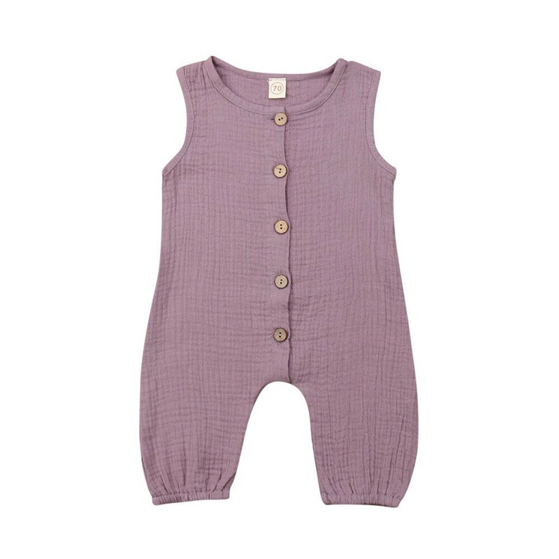 Pudcoco Uk Pasgeboren Peuter Kids Baby Meisjes Jongens Solid Button Romper Jumpsuit Outfits Zomer Casual Mode Kleding 0-24M: Paars / 12m