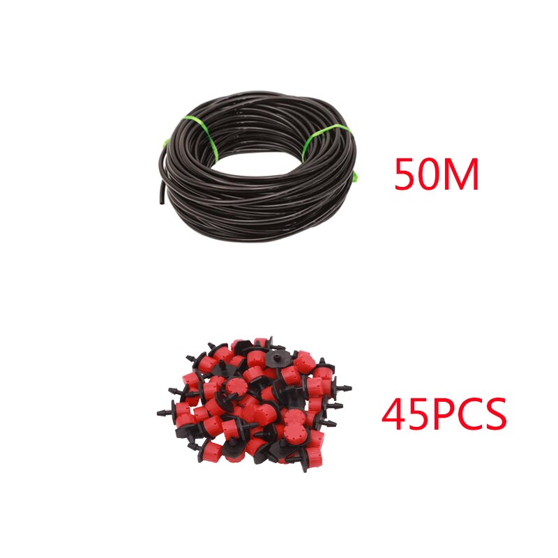 60m/70m/ 80m + 75 pigtråd tee rød dryppedyse automatisk vandingsanordning vandingssæt havesæt pvc vandrør drypvanding: 50m