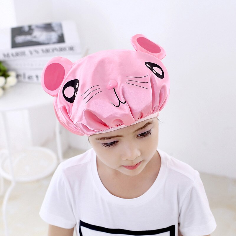 Cartoon Leuke Waterdichte Douche Cap Thicken Bad Hoed Badmuts voor Vrouwen Anti Olie Hoed touca de cetim # EEN: D