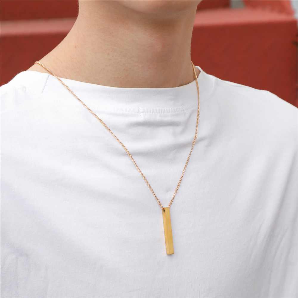 Classic rectangular pendant necklace for men, stainless steel, black color, cuban chain necklace for men, jewelry 2022: 1-50cm