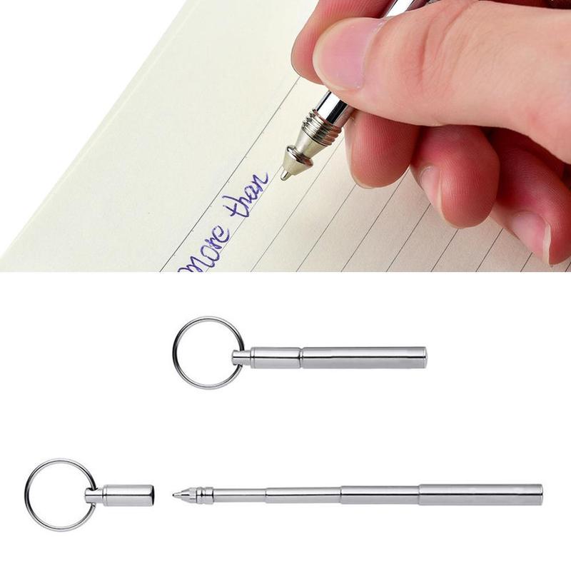 Draagbare Staal Telescopische Pen Tool Metalen Sleutelhanger Tool Pen Sleutelhanger Ergonomische Balpen