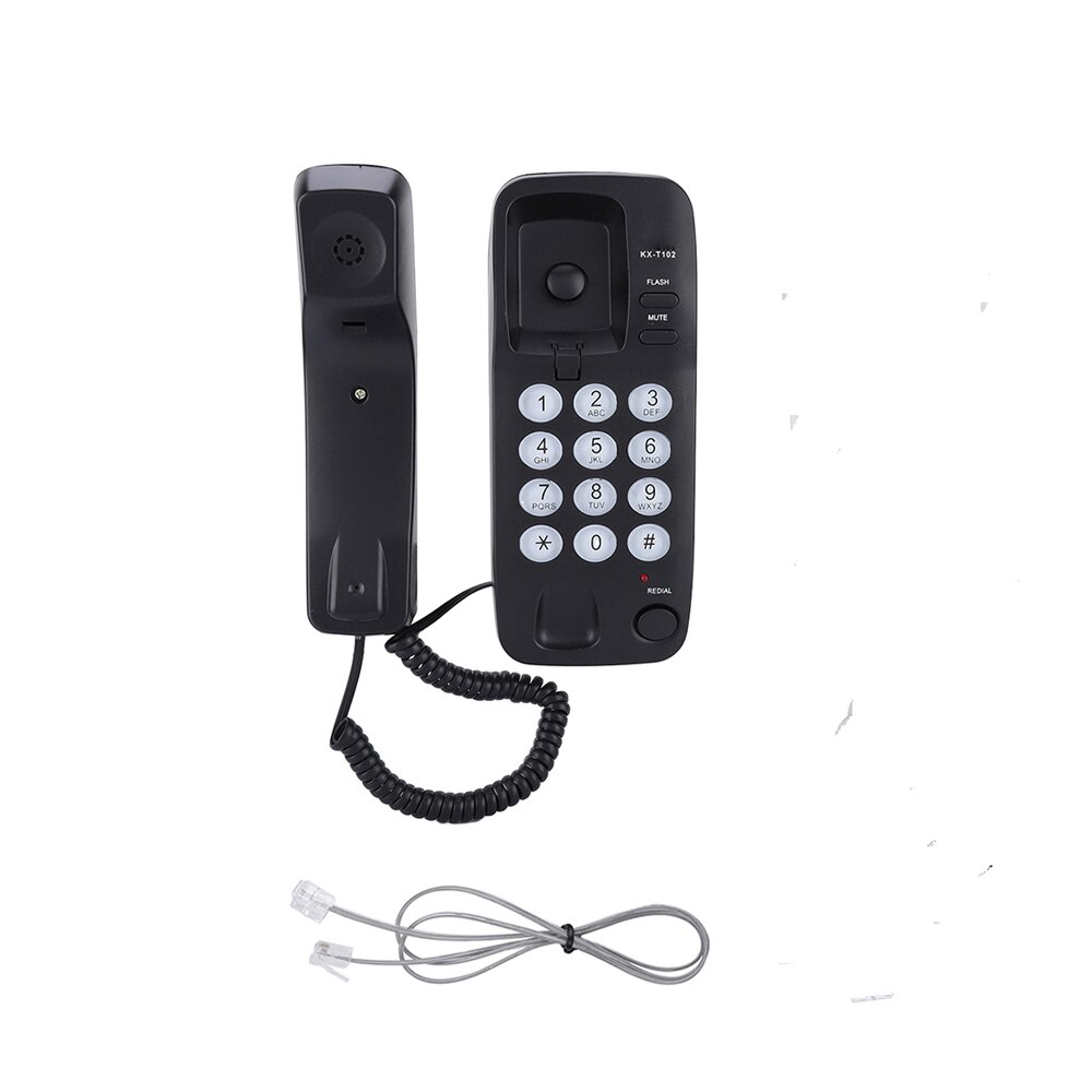 Portable Mini Phone Wall Mount Telephone Landline Extension for Home Family Hotel Black