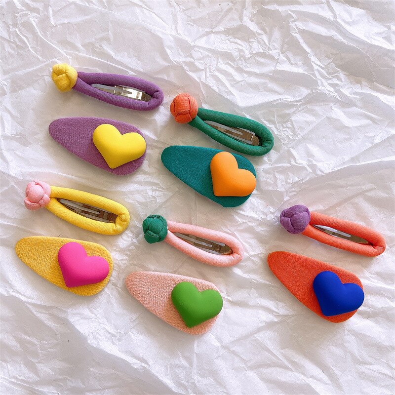 Neue 2 Stck freundlicher Süssigkeit Farbe Haarnadeln Babys Headwear Knoten Herz Haar Clips für Baby Mädchen freundlicher Barrettes Haar Zubehör