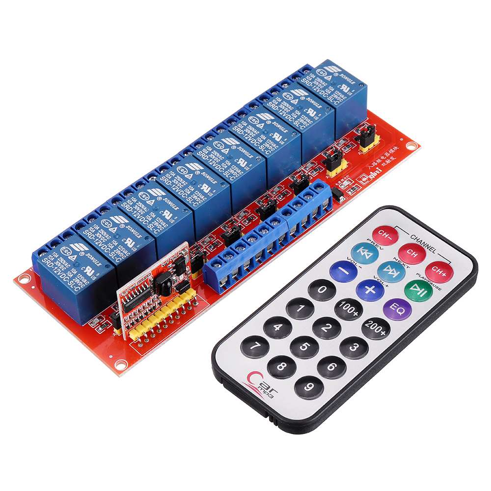 Multi-function Inching/Self-lock Switch Infrared Remote Control 8 Channel Relay Module Dual Trigger 5V/12V/24V DC for Arduino