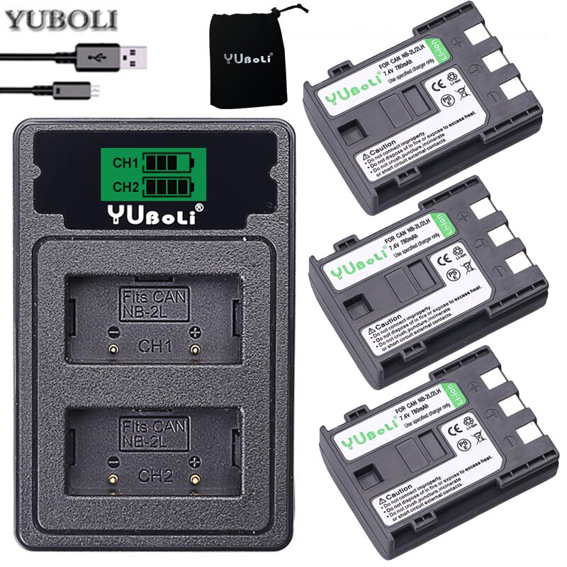 5x NB-2L baterías NB-2LH NB-2L NB2L NB 2L E160814 batería para CANON cámara 350D 400D G7 G9 S30 S40 z1 + LCD cargador: charger and 3battery