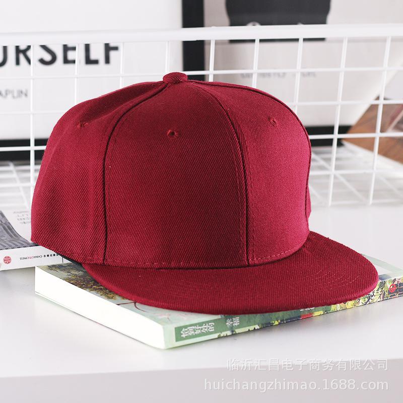 Solidna czapka w stylu Hip-Hop dla mężczyzn czapka typu Snapback damskie czapki baseballowe regulowane płaskie rondo Bill zwykłe daszki chłopcy i dziewczęta taniec uliczny: Wino czerwone