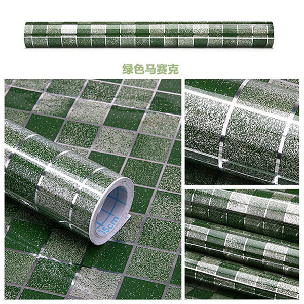 Waterdichte Muur Sticker Mozaïek Folie Zelfklevende Anti Olie Keuken Badkamer Behang Hittebestendigheid Home Decoratie Sticker: green