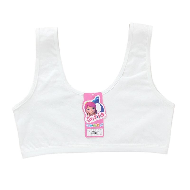 Teenage Puberty Girls Sport Training Bra Sweet Solid Candy Color Double Layer Breathable Kids Cotton Underwear Wireless Bralette