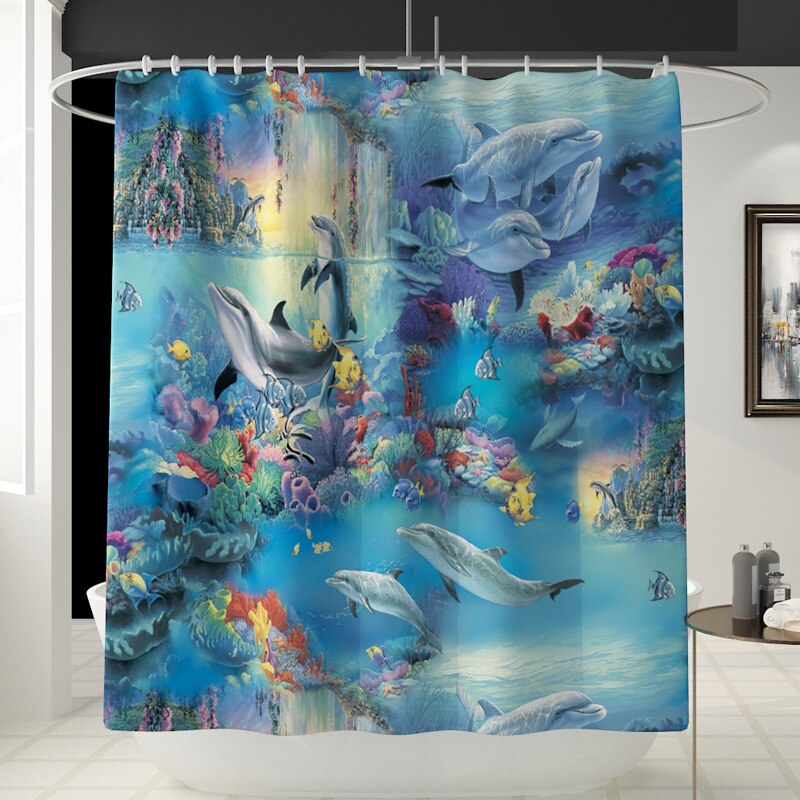 Sea World Gedrukt Badmat Wc Creativiteit Badkamer Tapijt Set Home Decor Badmat Douchegordijn Set Badkamer Vloermat badmat: Shower Curtain-468