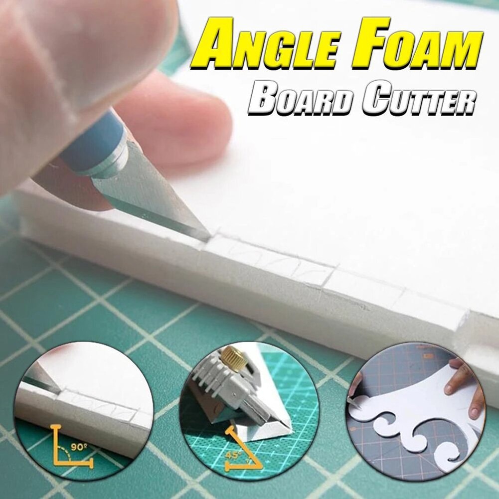 Angle Foam Board Cutter 45&amp;90 Degree Angle Easy Mat Cutter with 6 Spare Blades Card Foam Mat Board Cutting Tools Accessories