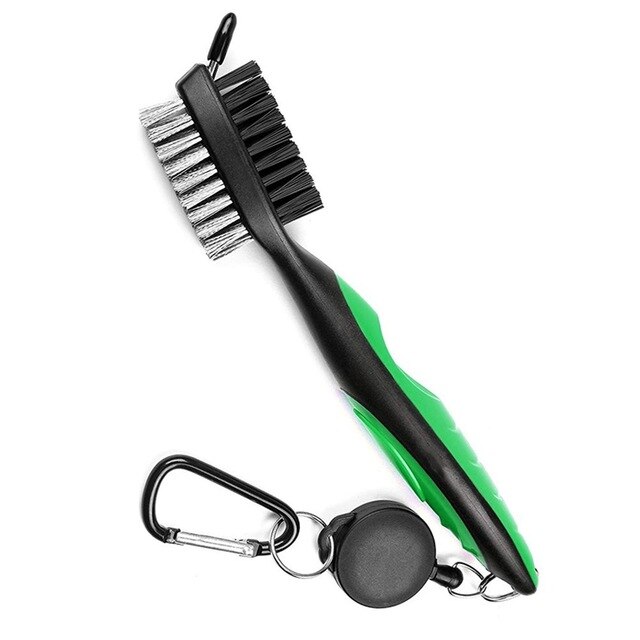 Golf Club Brush Groove Cleaner Met Intrekbare Zip-Lijn En Aluminium Karabijnhaak Cleaning Tools: Green