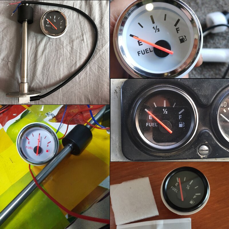 52MM Fuel Level Gauge with Fuel Level Sensor 100MM 125MM 150MM 200MM 250MM 400MM 0-190ohm Oil Liquid Tank Fuel Level Indicator
