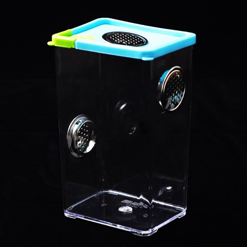 Portable Transparent Breeding Spider Feeding Box with Breathable Lid Insect Observation Cage Terrarium Butterfly Habitat: L