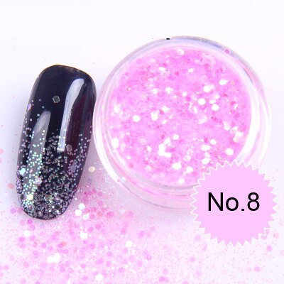 1x Topf 2g Bling funkeln Pulver Staub Nagel Kunst Pailletten 3D Regenbogen Klare Hexagon Scheibe DIY Charme Nagel Kunst Dekor Manikübetreffend HHF: HHF08