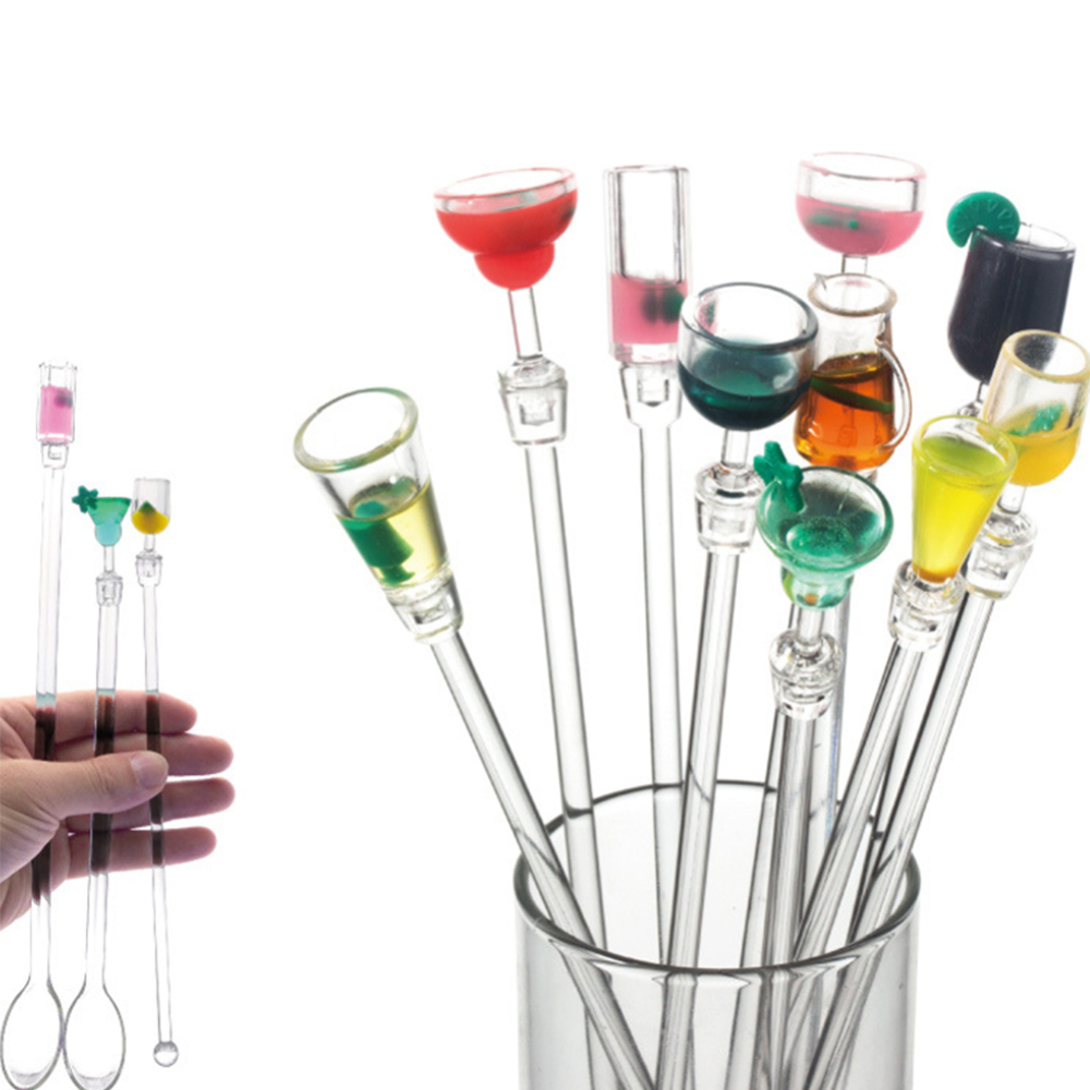 10Pcs 23Cm Leuke Cocktail Drink Mixer Bar Roeren Mixing Sticks Met Kleurrijke Miniatuur Accessoire