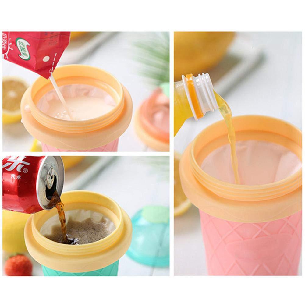 Silicone Smoothie Cup DIY Ice Cream Maker Homemade Double Layer Squeeze Cup Ice Slush Making Bottle Kitchen Tool