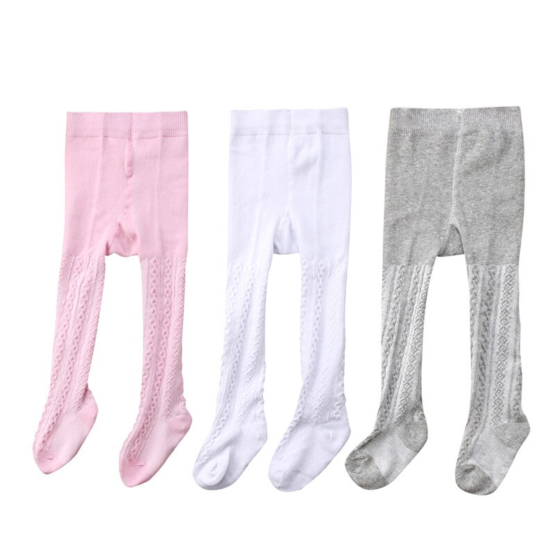 3 Paar Panty Voor Meisjes 0-24 m Leuke Peuter Infant Baby Meisjes Katoen Warm Panty Pasgeboren Kousen grijs + Roze + Witte Panty