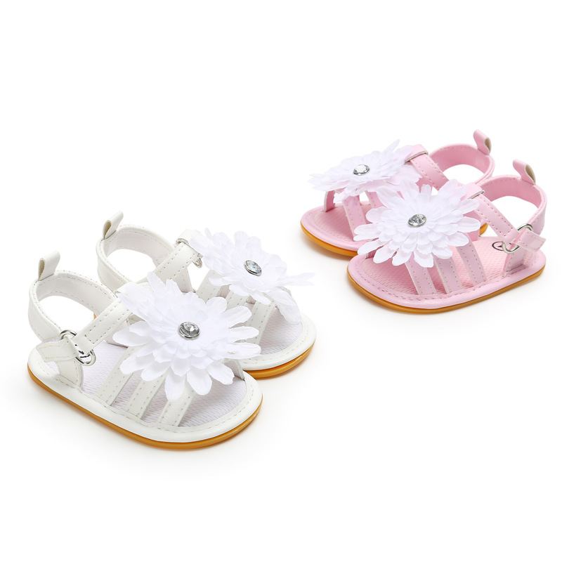 2020 nuovi sandali fiori scarpe estive da esterno neonate scarpe da bambino PU sandali antiscivolo con suola morbida scarpe da neonato in gomma