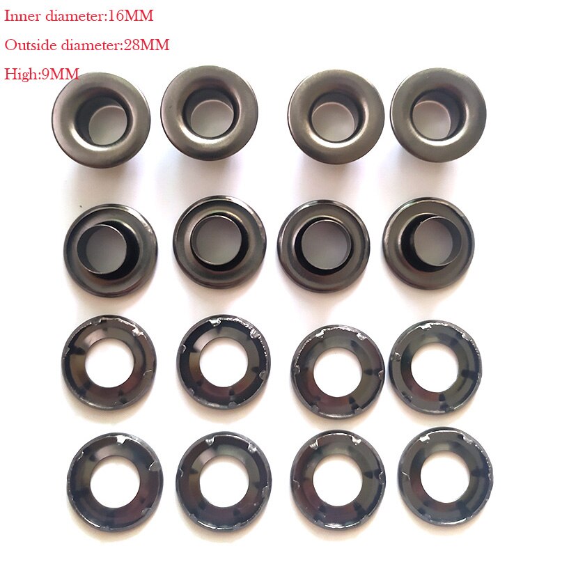 10sets Stainless Steel Car Truck Canvas Eyelet Button Rivets Rain Cloth Canopy Ring Rivets: 16mm gun black