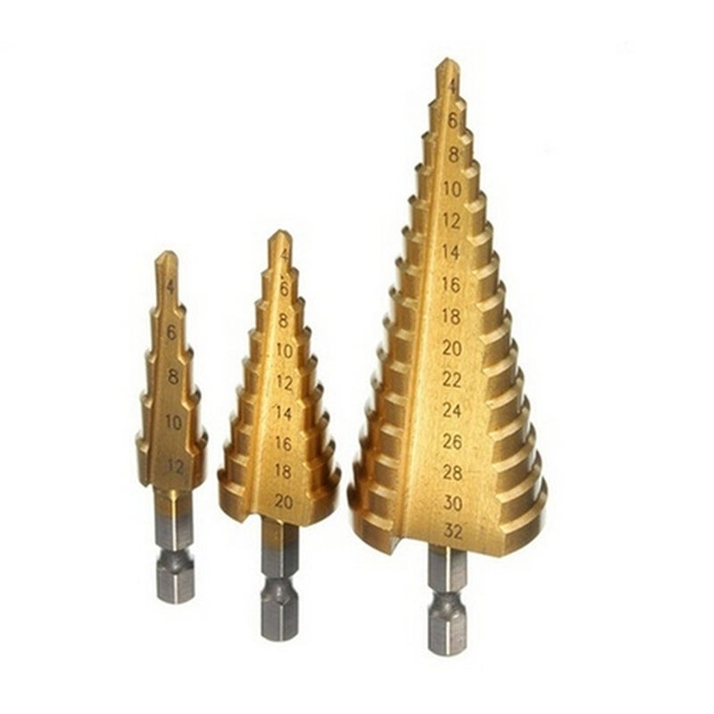 Grote HSS Staal Stap Cone Boor Countersink Titanium Bit Set Hole 4-12/20mm 1 STKS 2 maten