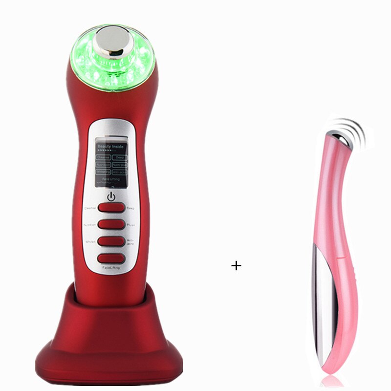 ultraschall 3MHz Galvanische 7 in 1 Haut Gesichts Pflege LED Blau verrotten Licht Photon Mikro-strom Aufzug hautstraffung Schönheit Gerät