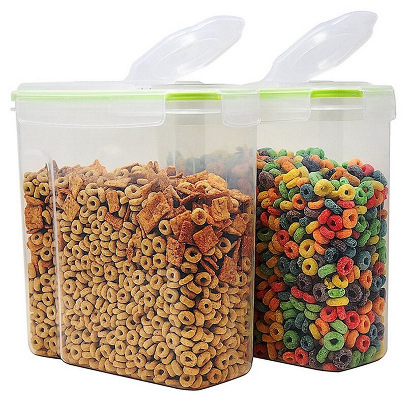 Hoomall 4L Cereal Dispenser Cereal Storage Containers Square Plastic Storage Tanks Kitchen Food Preservation Container