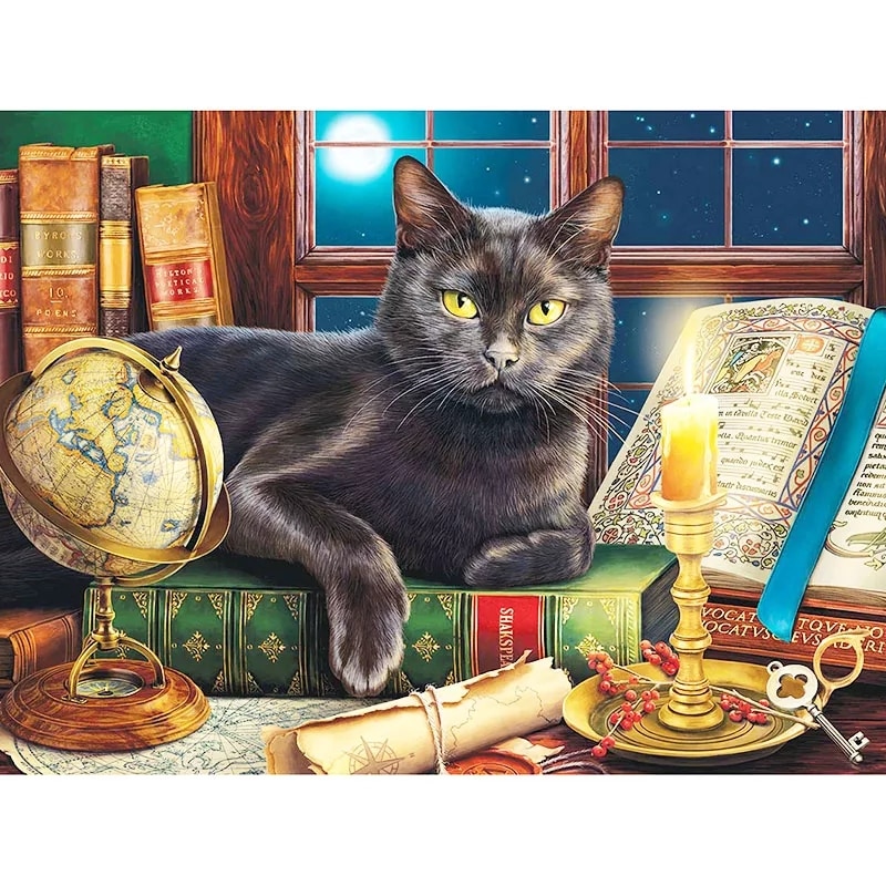 Black Cat by Candlelight Embroidery Needlework Crafts14CT Counted Unprinted DIY Cross Stitch Kits Handmade Arts Wall Decor