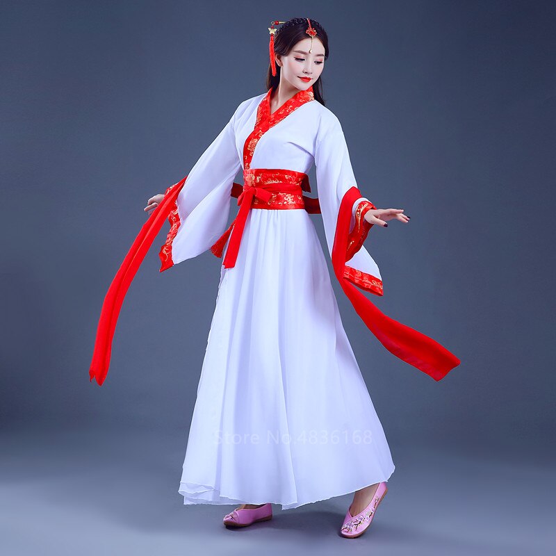 Year Hanfu Women Traditional Chinese Folk Dance Fairy Dress Court Vintage Princess Festival outfit Ancient Costumes: Red / M Height(155-160CM)