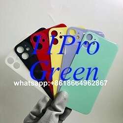 Carcasa de repuesto de cristal trasero con orificio grande para iPhone 11 11Pro 11Pro Max carcasas y marcos para teléfonos móviles: 11Pro Green