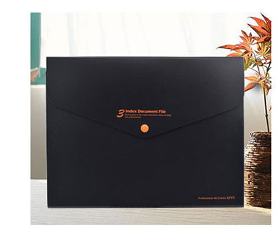 EZONE 1PC A4 Button File Bag Large Capacity Multi-layer Folder 8 Colors Meeting Information Bag Utility Stationery: Black Orange