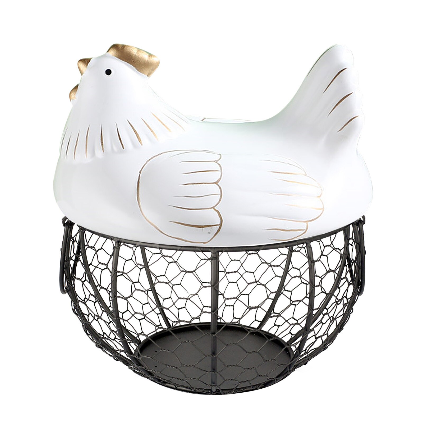 Ceramic Egg Holder Organizer Storage Basket Egg Basket Fruit Container Ceramic Hen Decorative Kitchen Basket Egg Storage: White